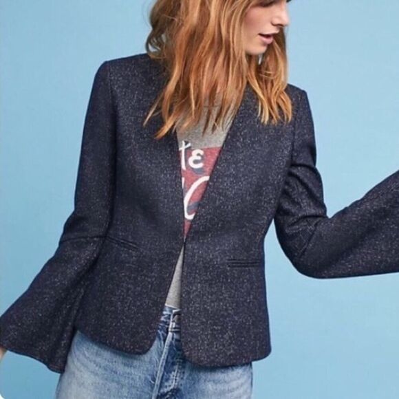 Anthropologie Jackets & Blazers - Anthropologie Cartonnier Pinstripe Flare Sleeve Blazer Size 4